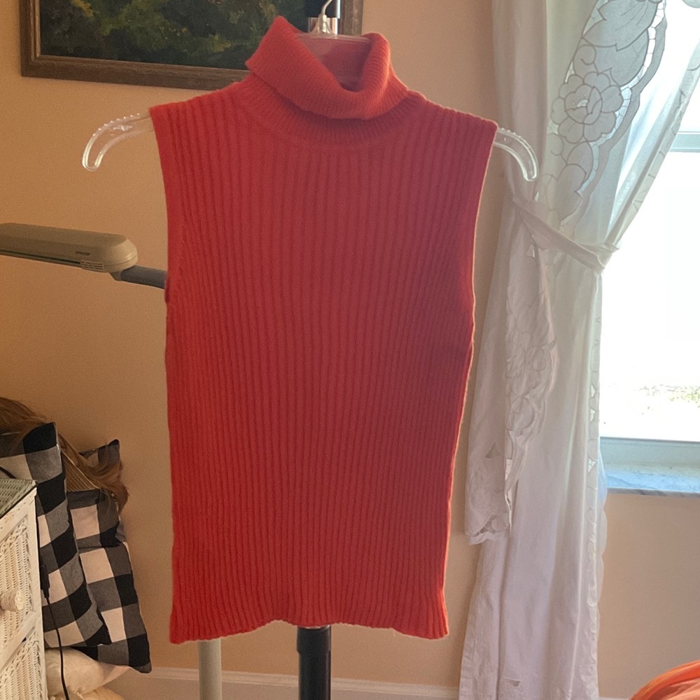 Express Vibrant Orange Sleeveless Turtleneck Sweater